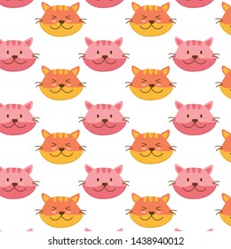 Cute colorful cat pattern vector