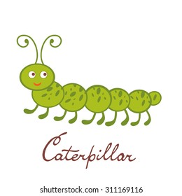 Cute colorful caterpillar character illustration in vector format