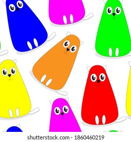 Cute colorful cats . Seamless pattern 