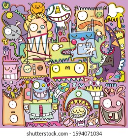 cute colorful characters in harmony