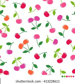 Cute colorful cherry seamless pattern background