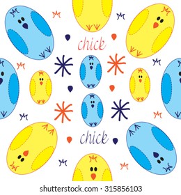 cute colorful chickens with curls vector illustration