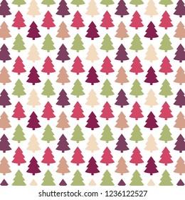 Cute colorful Christmas trees pattern. Vector Illustration.