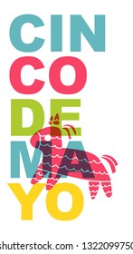 Cute and Colorful Cinco De Mayo Poster, Card Greeting, or Shirt Design with Pinata Icon. Vector Illustration for Graphic Design, Template, Layout, Background and more. 