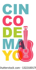 Cute and Colorful Cinco De Mayo Poster, Card Greeting, or Shirt Design with Guitar Icon. Vector Illustration for Graphic Design, Template, Layout, Background and more. 