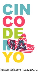 Cute and Colorful Cinco De Mayo Poster, Card Greeting, or Shirt Design with Hat Icon. Vector Illustration for Graphic Design, Template, Layout, Background and more. 