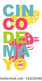 Cute and Colorful Cinco De Mayo Poster, Card Greeting, or Shirt Design with Hat and Pinata Icon. Vector Illustration for Graphic Design, Template, Layout, Background and more. 