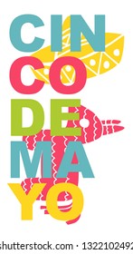 Cute and Colorful Cinco De Mayo Poster, Card Greeting, or Shirt Design with Hat and Pinata Icon. Vector Illustration for Graphic Design, Template, Layout, Background and more. 