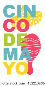 Cute and Colorful Cinco De Mayo Poster, Card Greeting, or Shirt Design with Hat and Maracas Icon. Vector Illustration for Graphic Design, Template, Layout, Background and more. 
