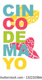 Cute and Colorful Cinco De Mayo Poster, Card Greeting, or Shirt Design with Hat Icon. Vector Illustration for Graphic Design, Template, Layout, Background and more. 