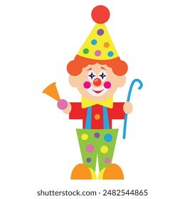 Cute colorful circus clown vector cartoon illustration