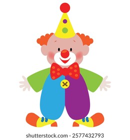 Cute colorful circus clown vector cartoon illustration