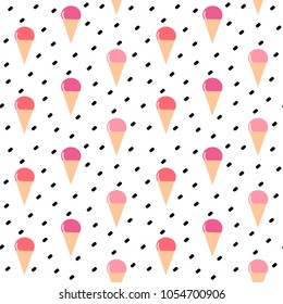 cute colorful cone ice cream seamless vector pattern background illustration