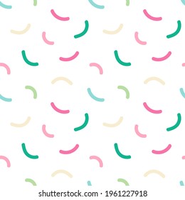 Cute colorful confetti, sprinkles vector seamless pattern background for party, celebration design.
