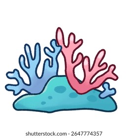 Cute and colorful coral reef clipart. Perfect for ocean-themed designs, kids’ books, marine education, or summer crafts.