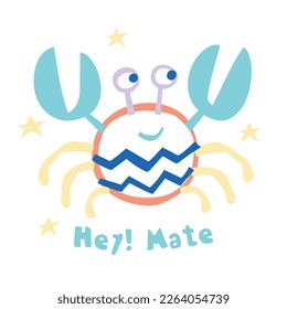 cute colorful crab cartoon vector illustrataion