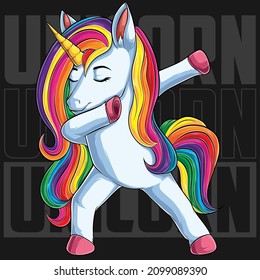 Cute colorful dabbing unicorn, funny unicorn doing dab dance 