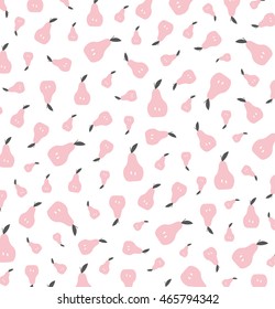 Cute colorful decorative pears vector pattern on white background. Vector design wrapper, cover,backdrop,fabric textile.