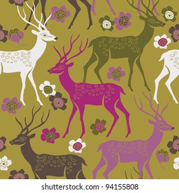 cute colorful deers. seamless pattern