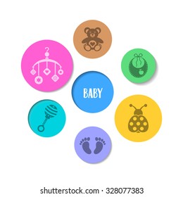 Cute colorful design with baby icons in circles