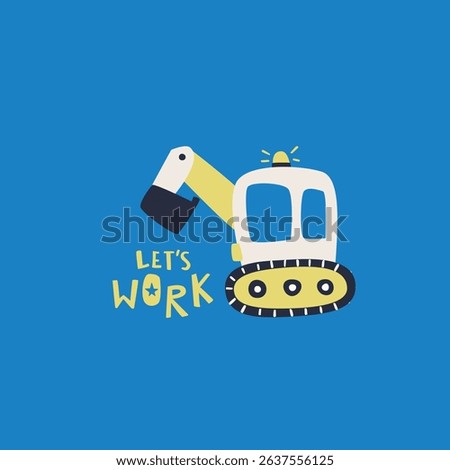 Cute and colorful digger and  Trucks Vector Illustration For Kids seamless slogans print pattern graphic tee design for kids market as vector
