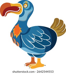 Uma ilustração vetorial de dodô bonito e colorido, ilustração moderna de dodô, desenhos animados vetoriais de dodô, design de ícone vetorial de dodô