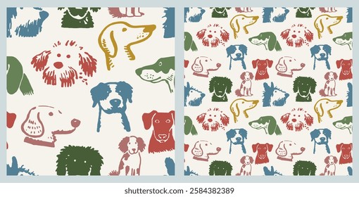 Cute Colorful Dog Puppy Pattern Animal Lover Fun Seamless Pattern Vector Illustration