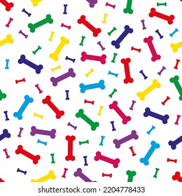 Cute colorful Dogs pattern in doodle style with bones on white background. Doodle vector illustration. 