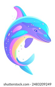 Cute colorful dolphin. Vector isolated illustration.