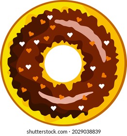 Ein süßer, bunter Donut mit Schokoladeneis und farbigem Pulver. Ein Donut einzeln auf weißem Hintergrund. Einfaches modernes Design. Realistische Vektorgrafik.