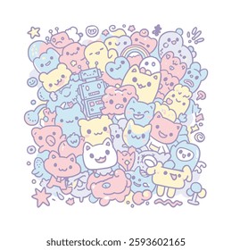 Cute colorful doodle monster Vector
