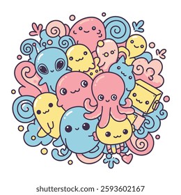 Cute colorful doodle monster Vector