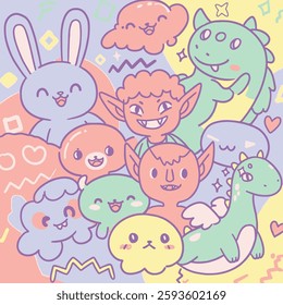 Cute colorful doodle monster Vector