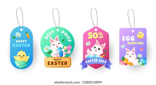 Cute and colorful Easter day sale tag label Collection