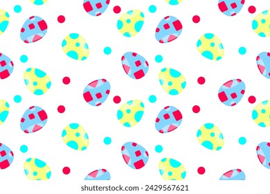 Lindo Colorido Huevo De Pascua Que Cae De Fondo Del Patrón Con Confeti. Decoración de Banner de Celebración. Invitación Y Tarjeta De Felicitación. Ilustración vectorial