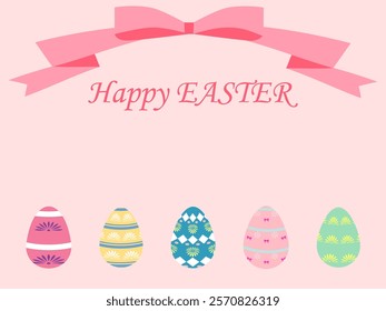 Cute and colorful easter eggs and happy easter calligraphy frame.