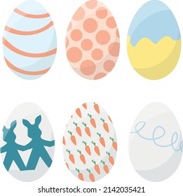 Cute colorful Easter eggs vector illustration with different elements