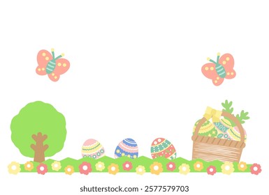 Cute colorful easter frame illustration (no text)