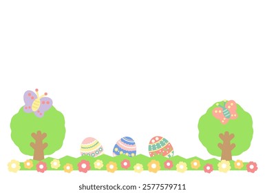 Cute colorful easter frame illustration (no text)