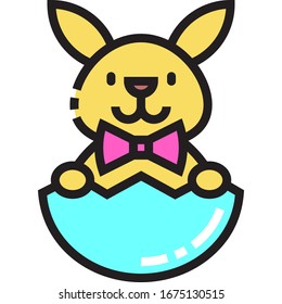 Cute Colorful Easter Icon Collection