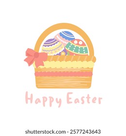 Cute colorful easter illustration material