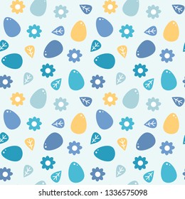 cute colorful easter seamless vector pattern background illustration with eggs and flowers