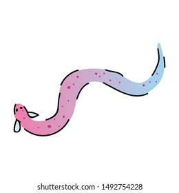Cute colorful eel vector. Hand drawn ocean life clipart. 