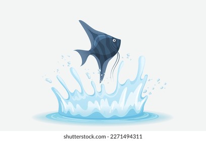 cute colorful fish jumping water splash 