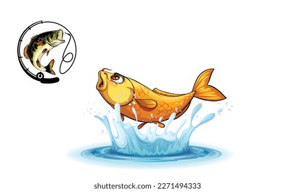 cute colorful fish jumping water splash 