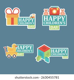 Cute Colorful Flat Design Happy Children's Day Celebration Decoration Element
