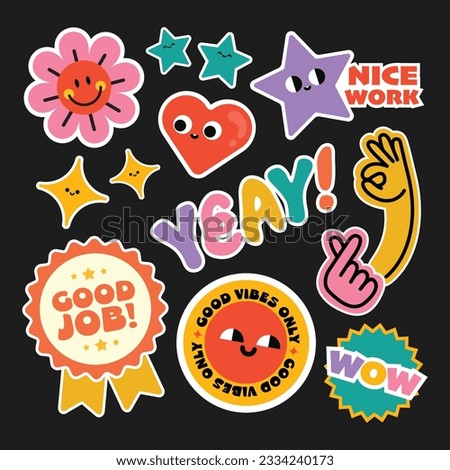 cute colorful flat design vector sticker collection set printable