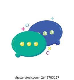 Cute and colorful flat vector of chat bubbles. Perfect for messaging apps, mobile UI, social media icons, conversation visuals, or communication designs. Modern cartoon style for digital interfaces.