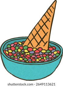 A cute and colorful flat vector illustration of an ice cream making kit