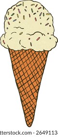 A cute and colorful flat vector illustration of an ice cream making kit